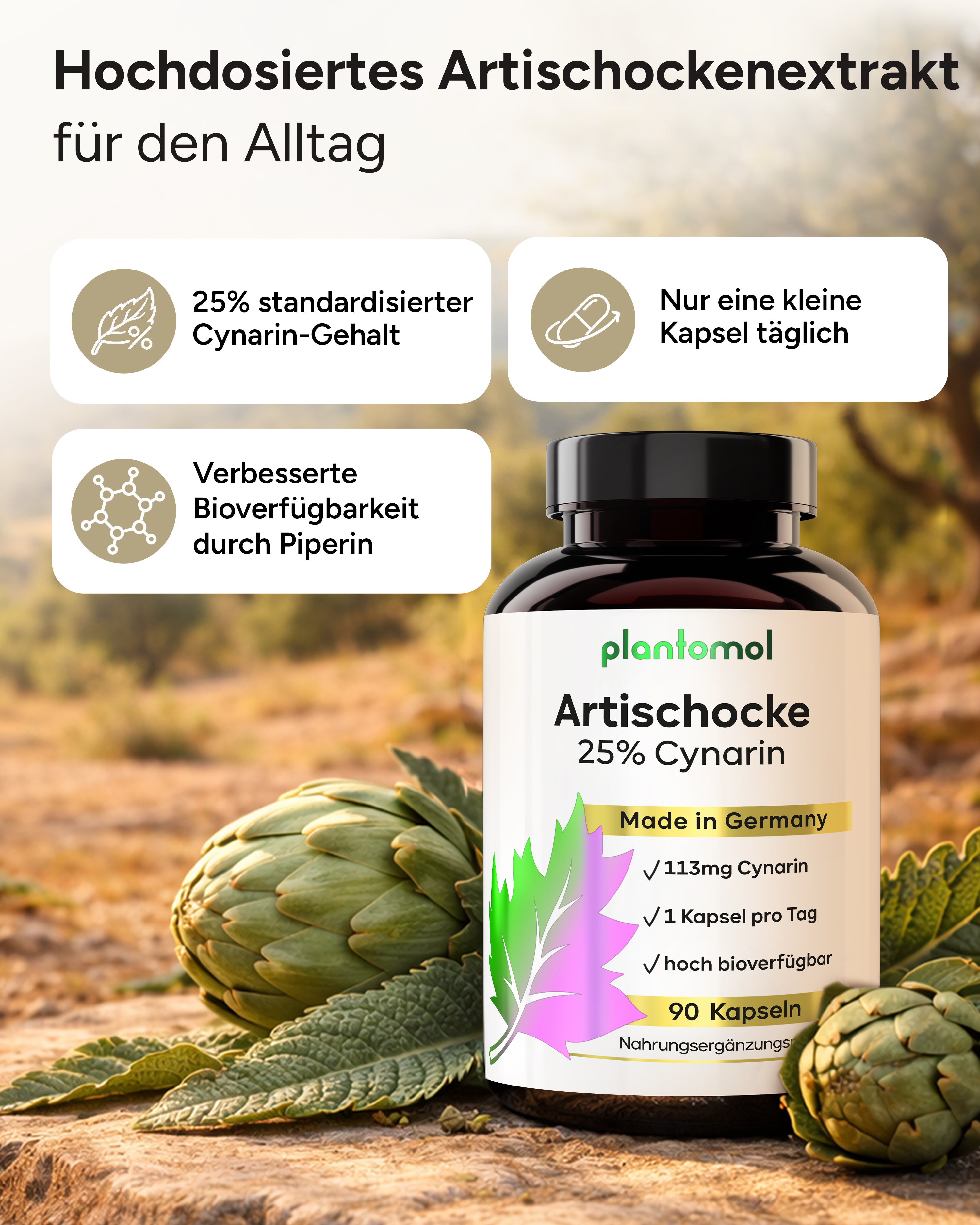 Artischocken-Extrakt - 113mg Cynarin pro Kapsel