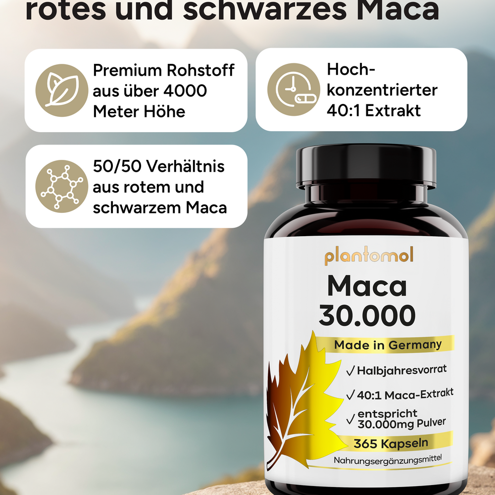 
                      
                        Maca 30.000 - 750mg Maca 40:1 Extrakt pro Kapsel
                      
                    