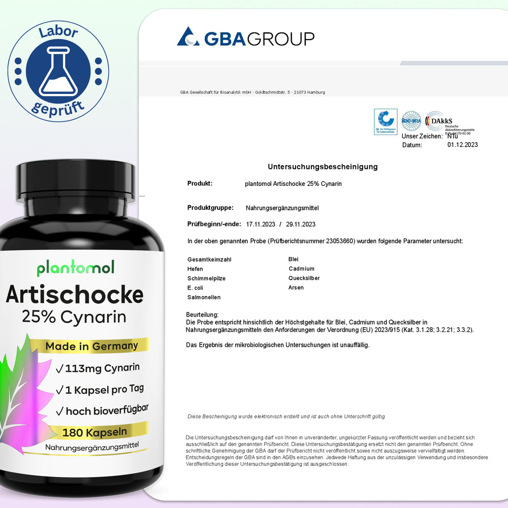 
                      
                        Artischocken-Extrakt - 113mg Cynarin pro Kapsel
                      
                    