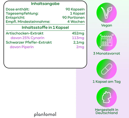 Artischocken-Extrakt - 113mg Cynarin pro Kapsel