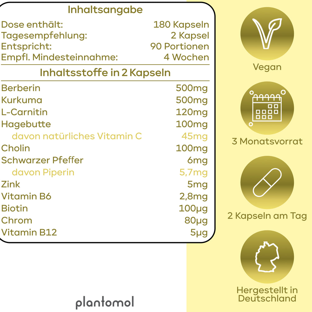 
                      
                        Berberin Kurkuma - 500mg Berberin und 500mg Kurkuma pro Tag
                      
                    