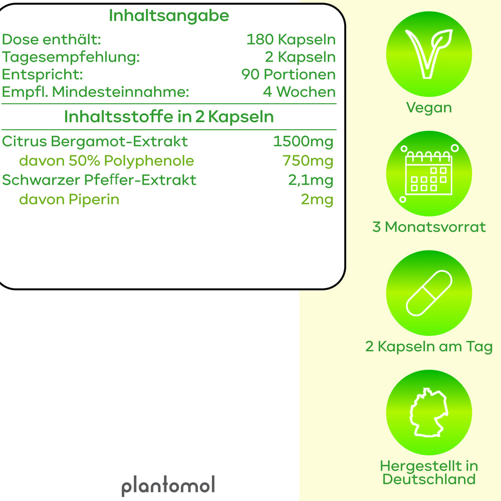 
                      
                        Citrus Bergamot - enthält 750mg Polyphenole pro Tag
                      
                    
