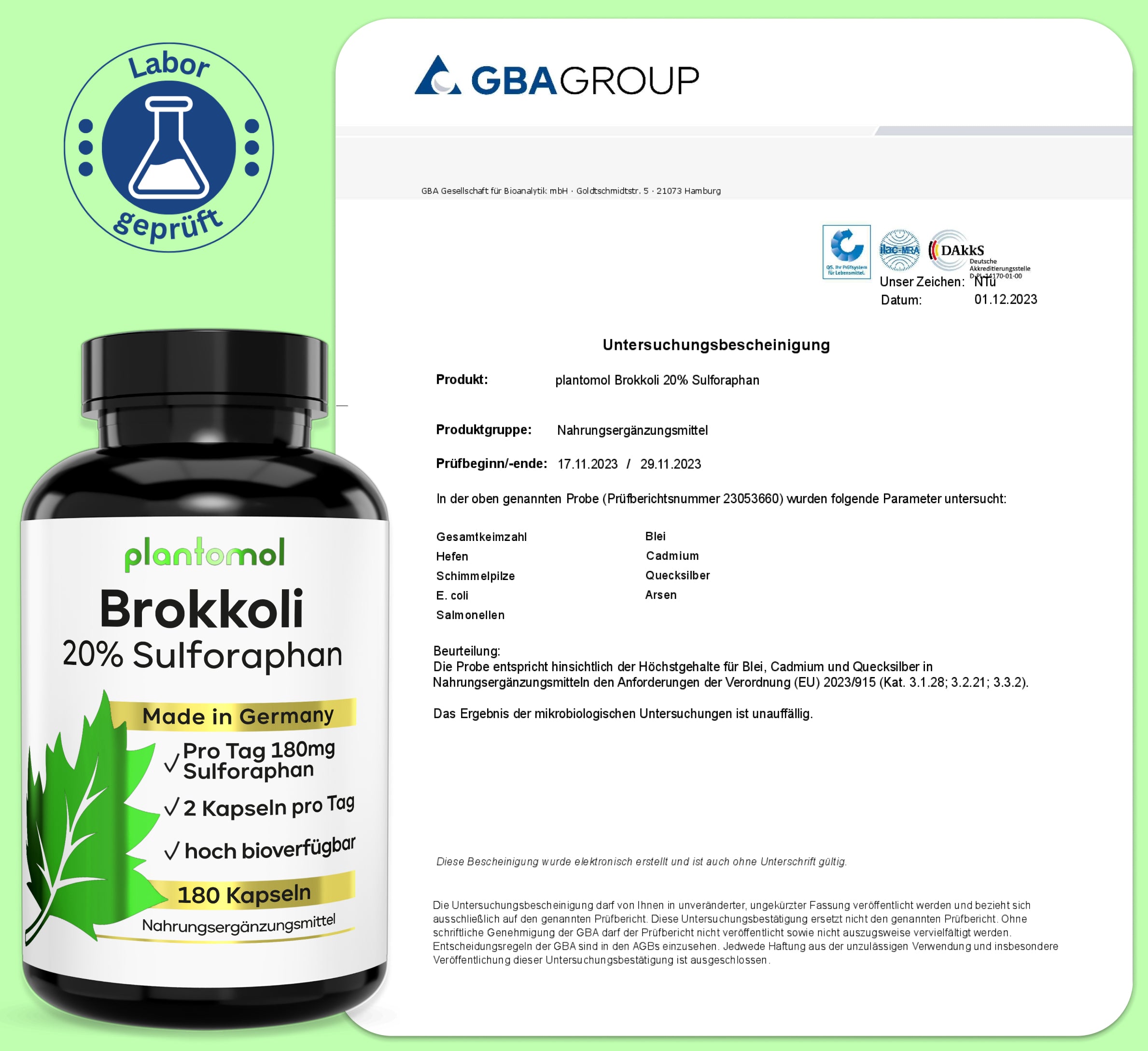 Brokkoli-Extrakt - mit 90mg Sulforaphan pro Kapsel