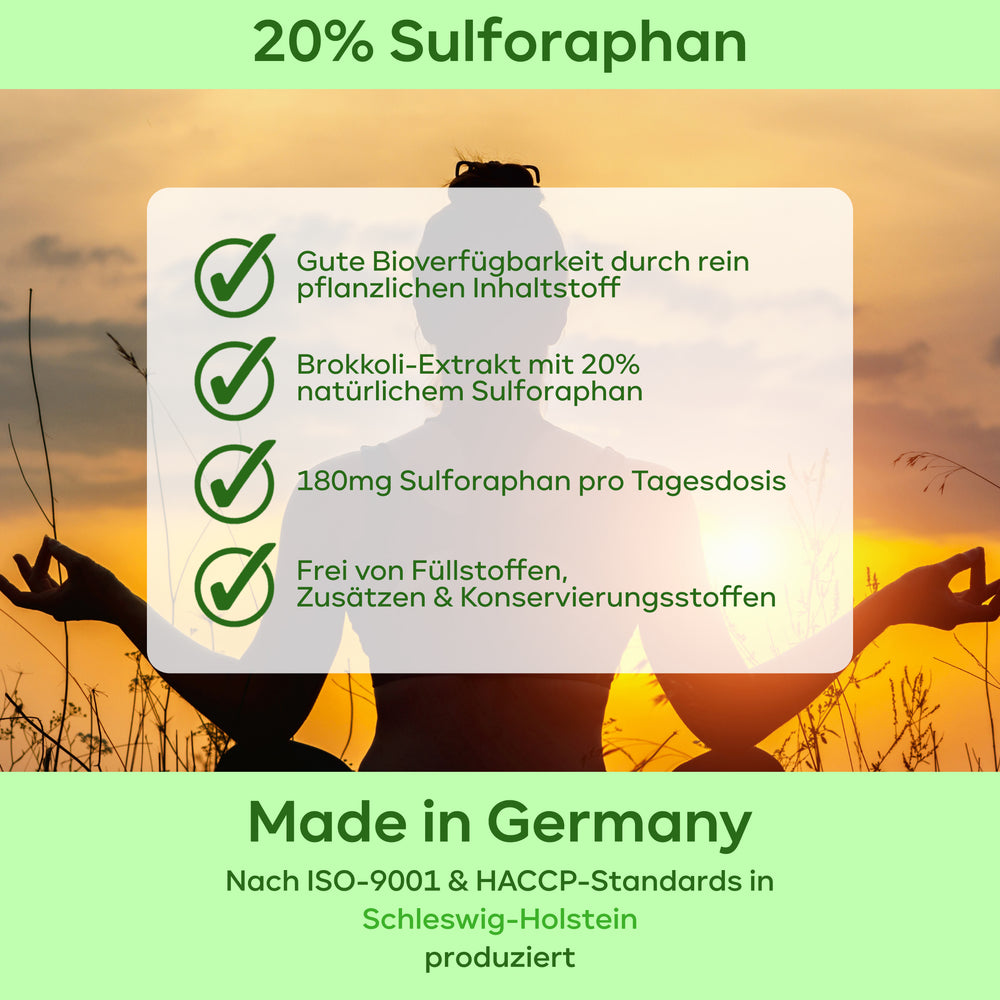 
                      
                        Brokkoli-Extrakt - mit 90mg Sulforaphan pro Kapsel
                      
                    