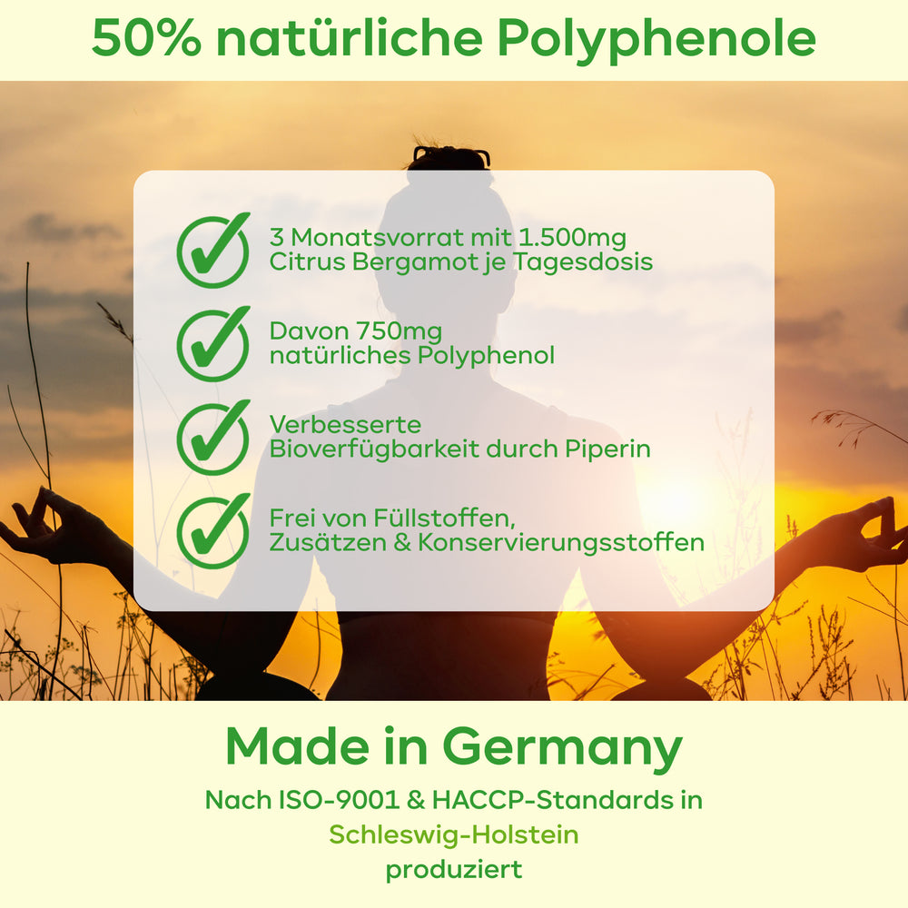 
                      
                        Citrus Bergamot - enthält 750mg Polyphenole pro Tag
                      
                    