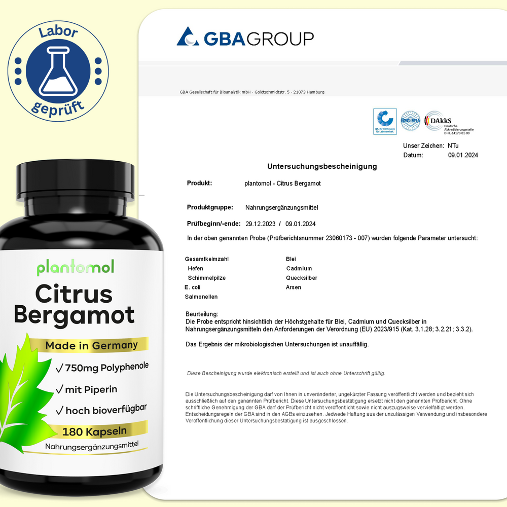
                      
                        Citrus Bergamot - enthält 750mg Polyphenole pro Tag
                      
                    
