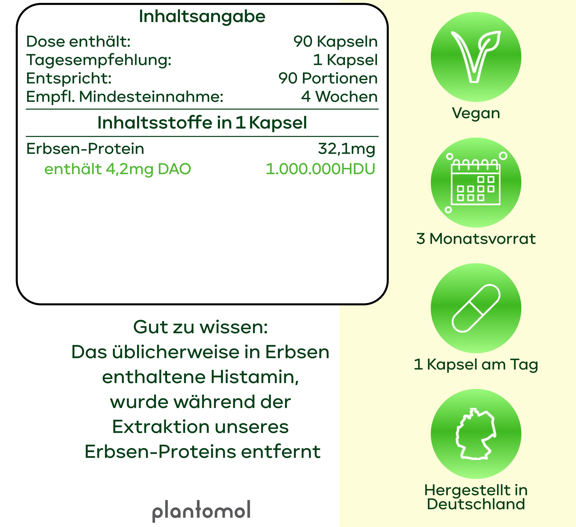DAO aus Erbsenprotein - 1 Mio. HDU pro Kapsel