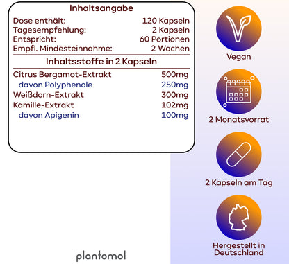 Citrus Komplex - Abendroutine mit 100mg Apigenin und 250mg Polyphenole pro Tag