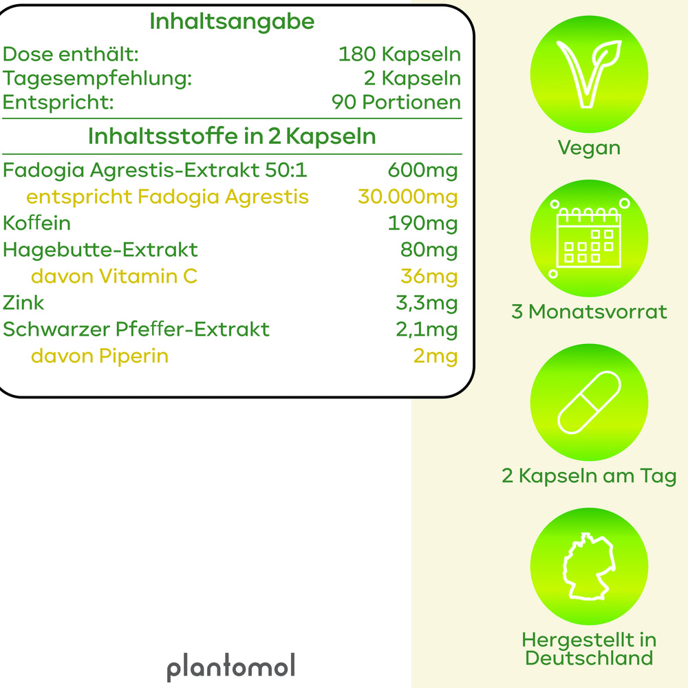 
                      
                        Fadogia Agrestis - 50:1 Extrakt mit Koffein
                      
                    