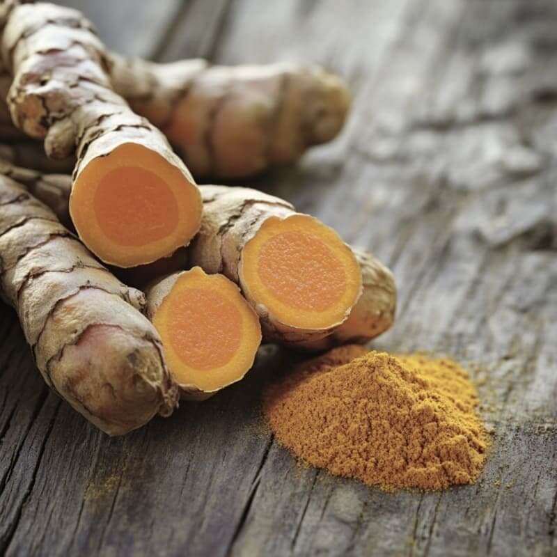 Kurkuma Knollen und Pulver