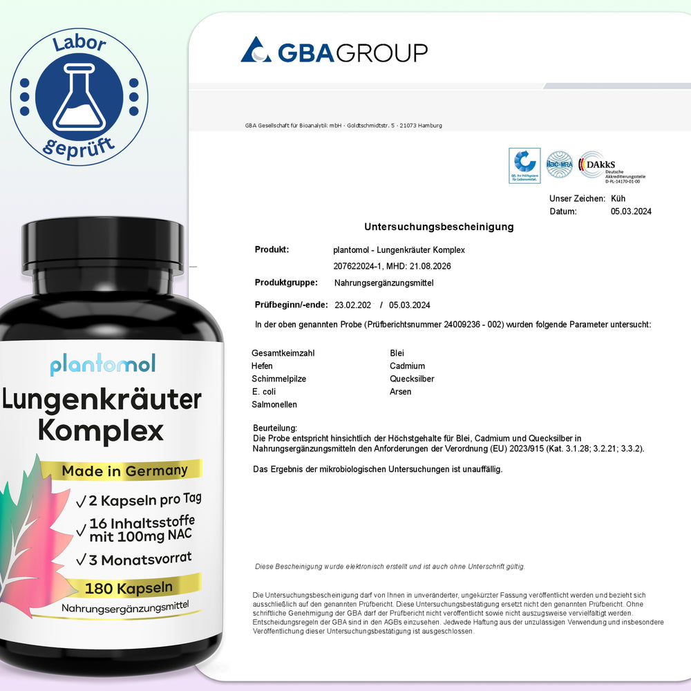 
                      
                        Lungenkräuter Komplex - 16 Inhaltstoffe, optimiert mit NAC
                      
                    