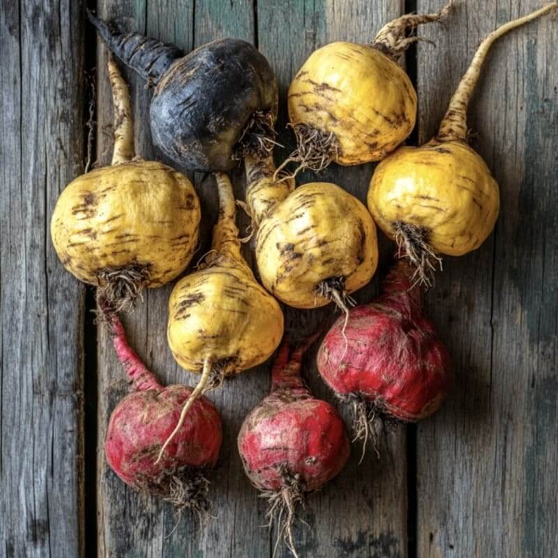 Verschiedenfarbige Maca-Wurzeln