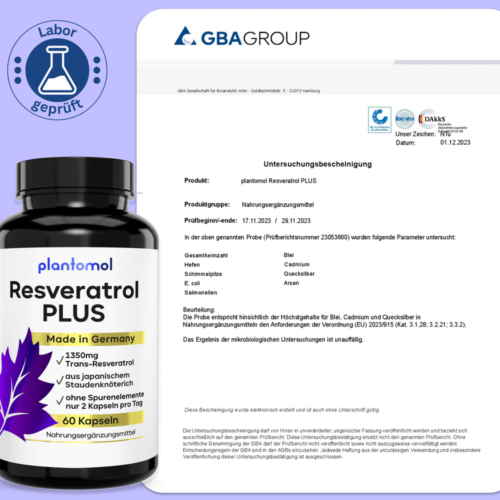 
                      
                        Resveratrol PLUS - 1350mg Trans-Resveratrol pro Tag
                      
                    