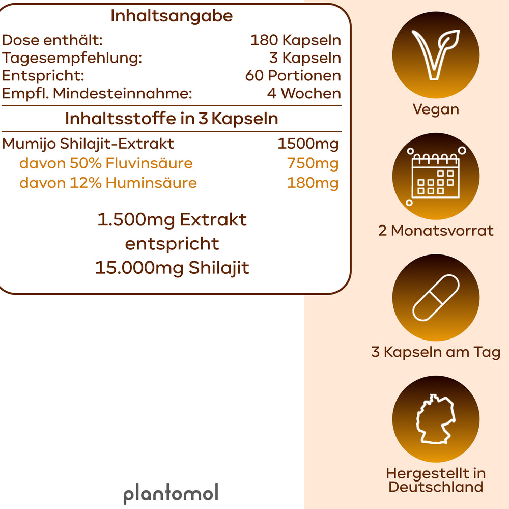
                      
                        Shilajit Kapseln - 750mg Fluvinsäure & 180mg Huminsäure pro Tag
                      
                    