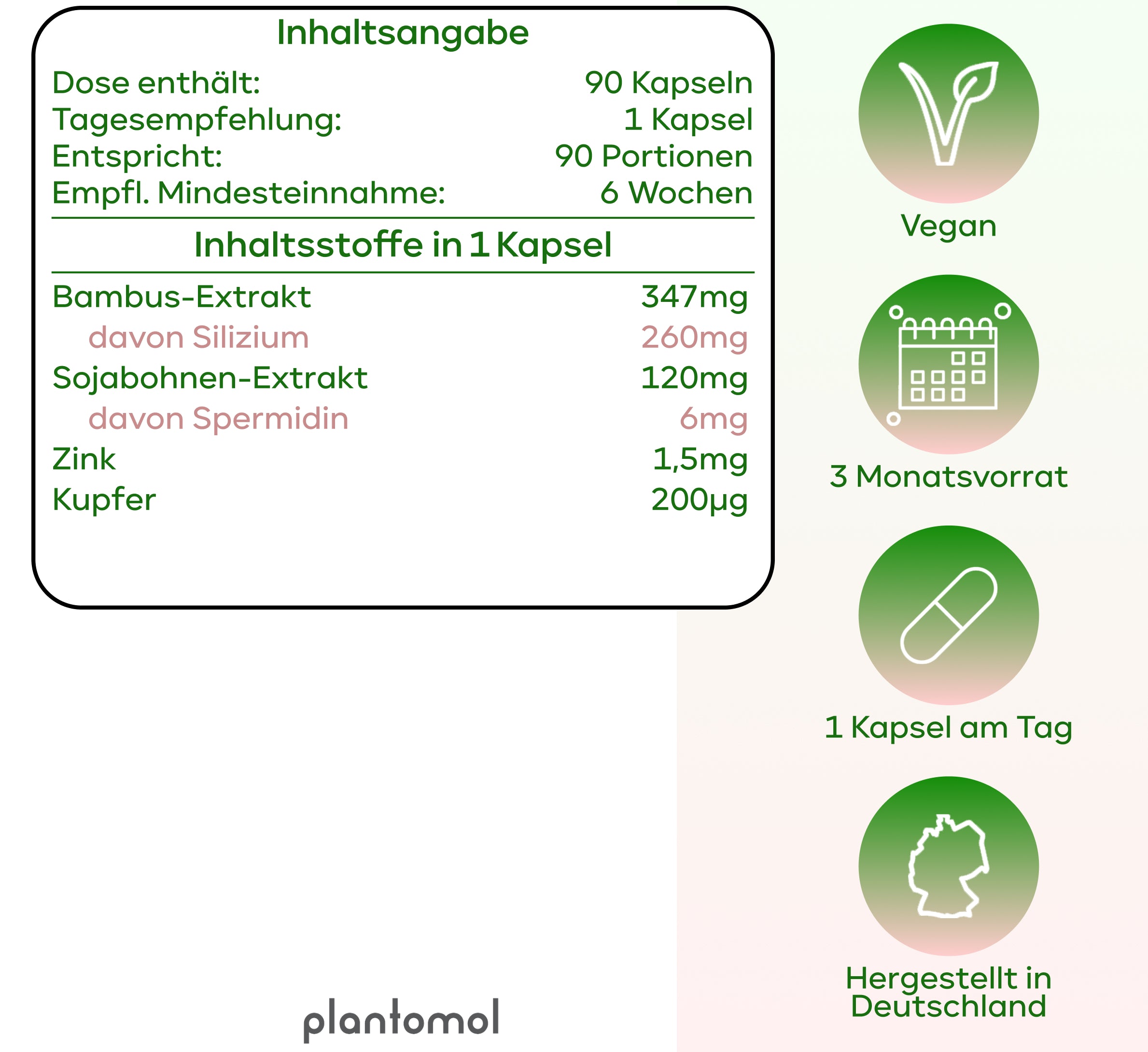 Spermidin - 6mg Spermidin mit Silizium Extrakt