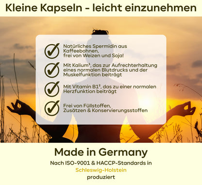 Spermidin Kaffeeherz - 6mg Spermidin mit 300mg Kalium pro Tag