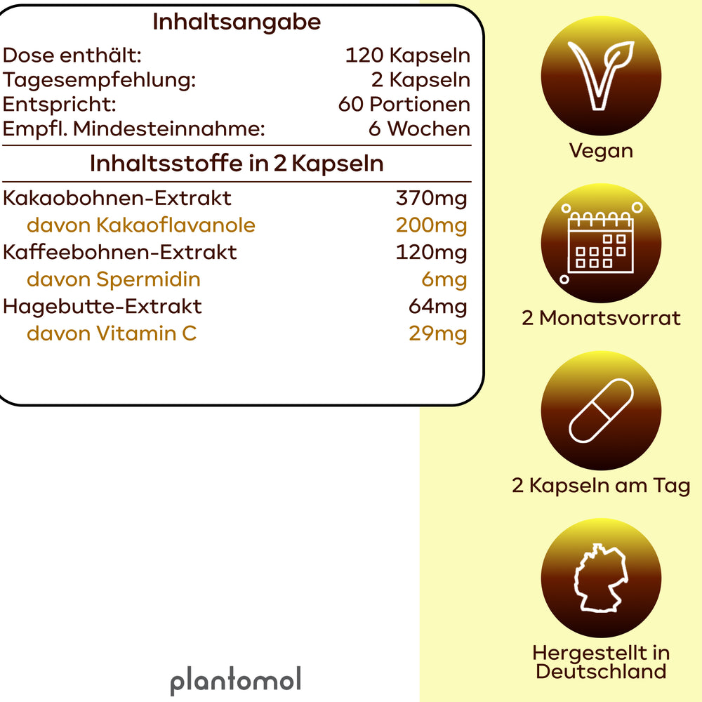 
                      
                        Spermidin Kakaofluss - 6mg Spermidin mit 200mg Kakaoﬂavanole pro Tag
                      
                    