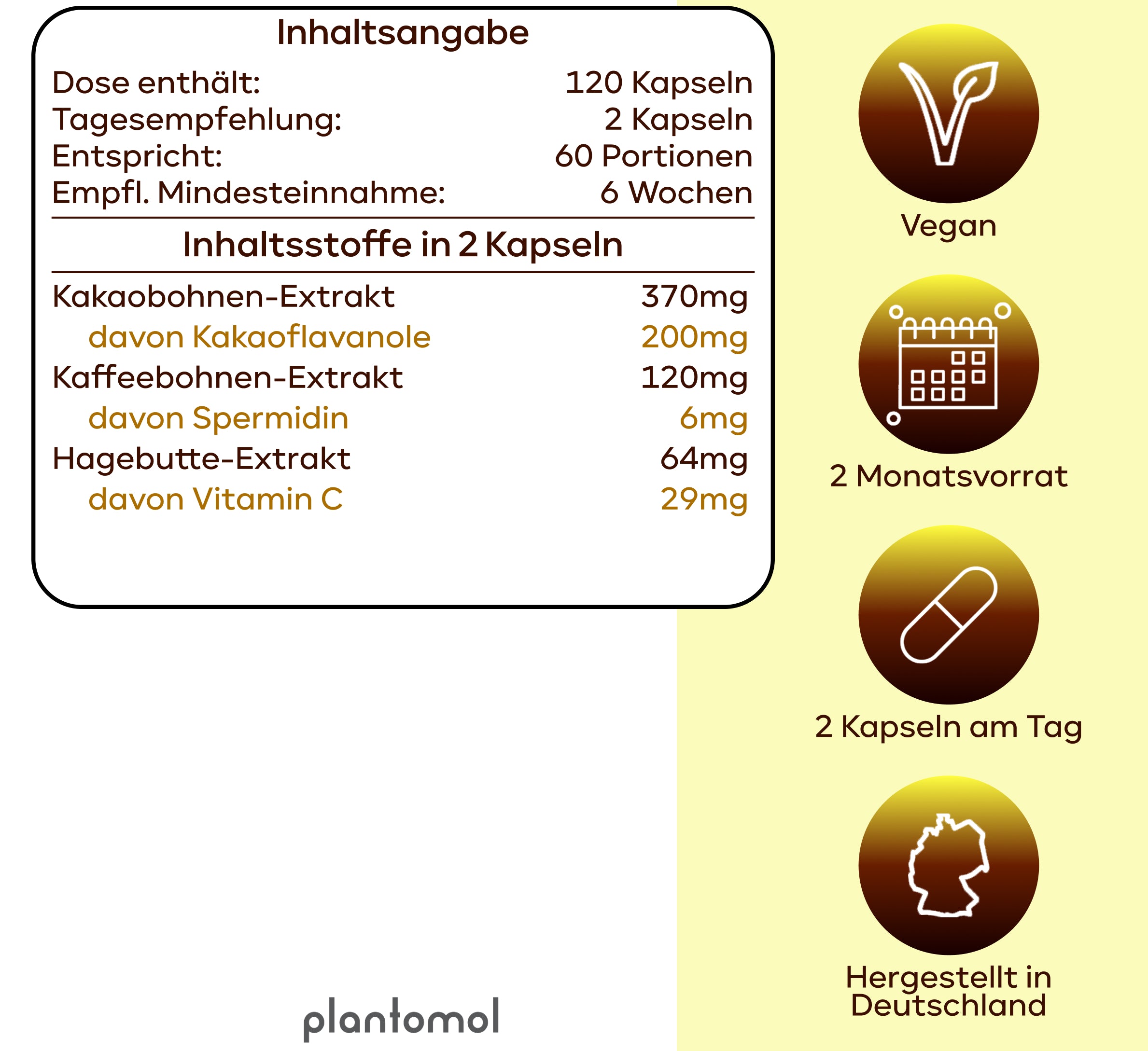 Spermidin Kakaofluss - 6mg Spermidin mit 200mg Kakaoﬂavanole pro Tag