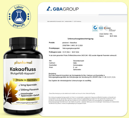 Spermidin Kakaofluss - 6mg Spermidin mit 200mg Kakaoﬂavanole pro Tag