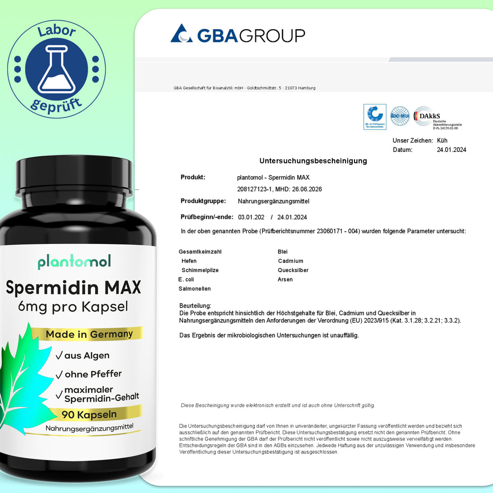
                      
                        Spermidin MAX - 6mg pro Kapsel, ohne Pfeffer
                      
                    