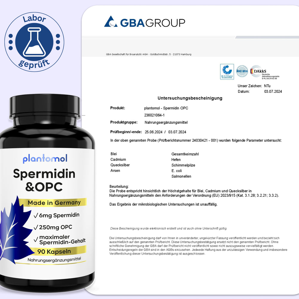 
                      
                        Spermidin-OPC - 6mg Spermidin mit 250mg OPC pro Kapsel
                      
                    