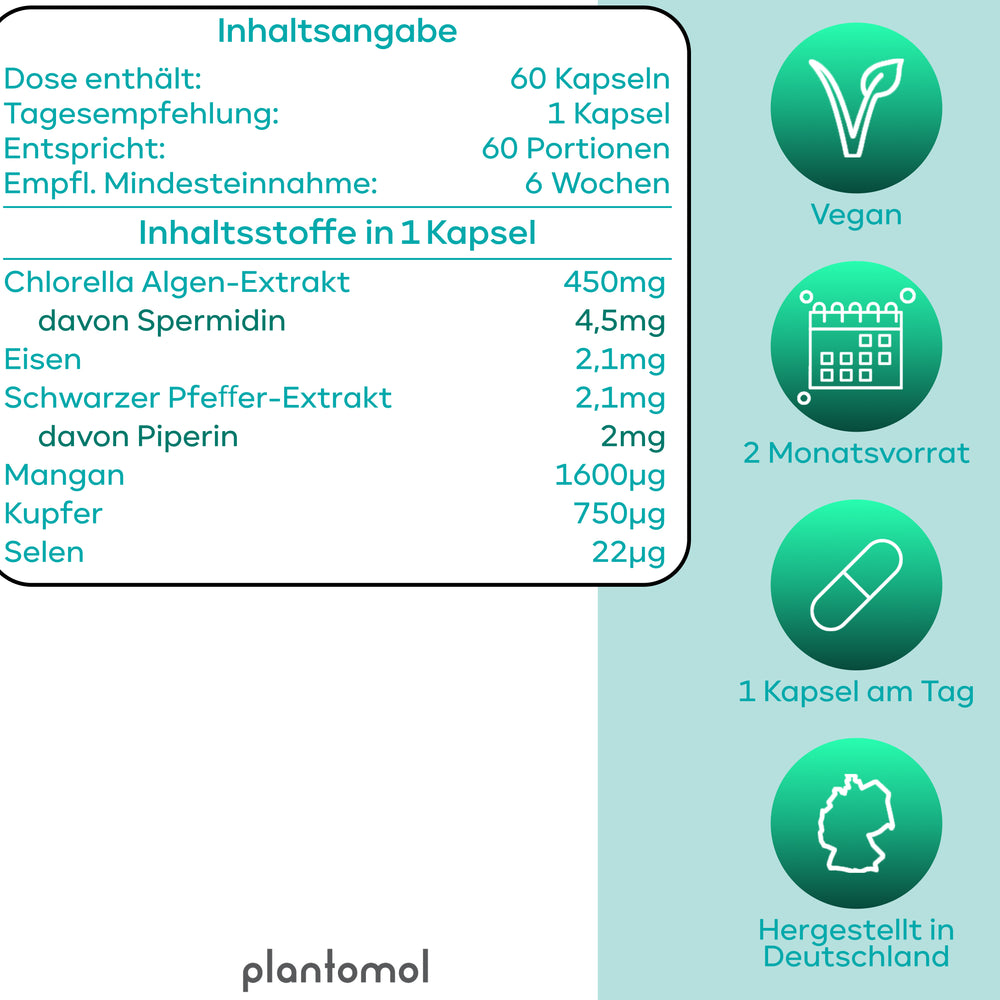 
                      
                        Spermidin PLUS - 4,5mg Spermidin pro Kapsel
                      
                    