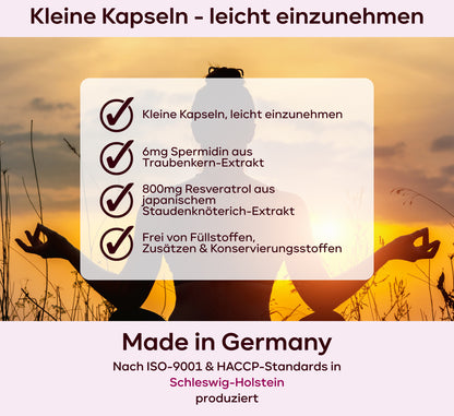 Spermidin-Resveratrol - 6mg Spermidin mit 800mg Trans-Resveratrol pro Tag