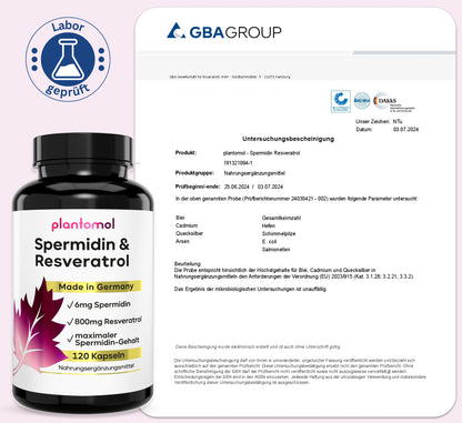 Spermidin-Resveratrol - 6mg Spermidin mit 800mg Trans-Resveratrol pro Tag