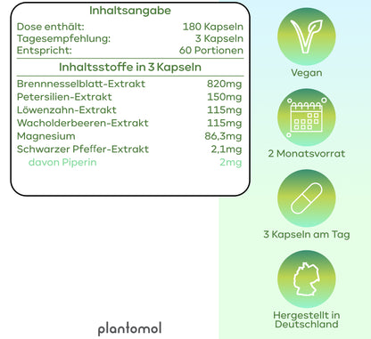 Wasserlass - Brennnesselblatt-Extrakt, Löwenzahn & Petersilie