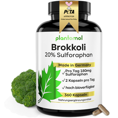 Brokkoli-Extrakt - mit 90mg Sulforaphan pro Kapsel